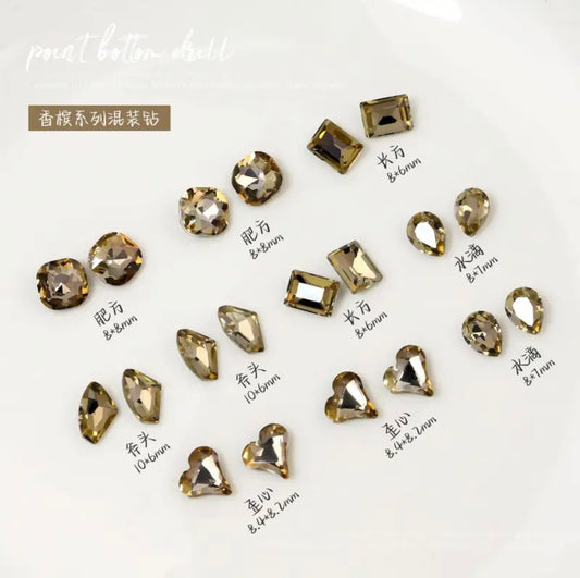 5 Shapes Assorted Rhinestone - Champagne