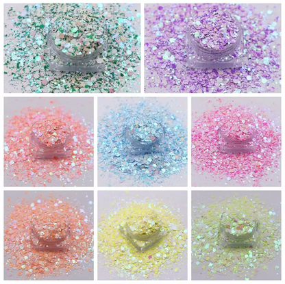 Big Glitter Sequins Powder - Pastel yelow