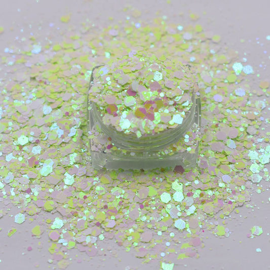 Big Glitter Sequins Powder - Pastel yelow