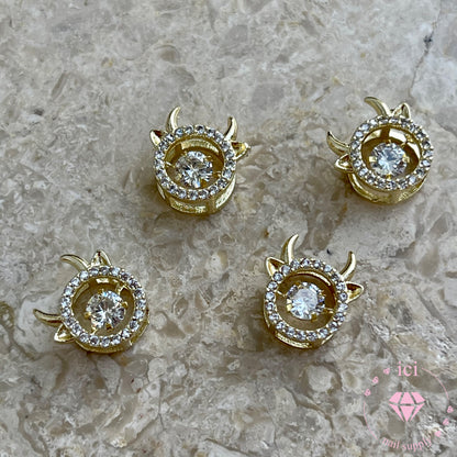 Ox with Floating Rhinestone - Gold