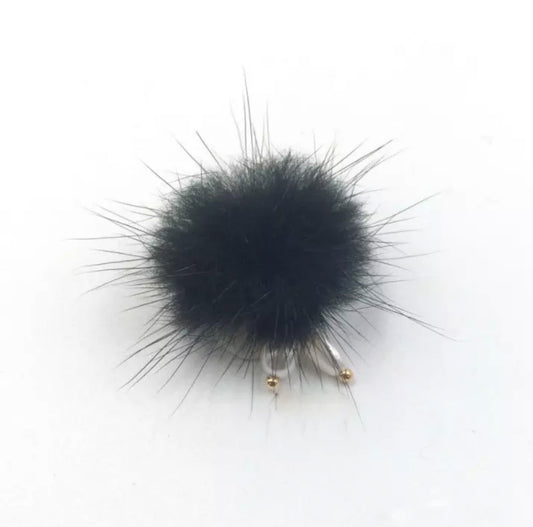 Black Magnetic Pompom with Pearl Dangle