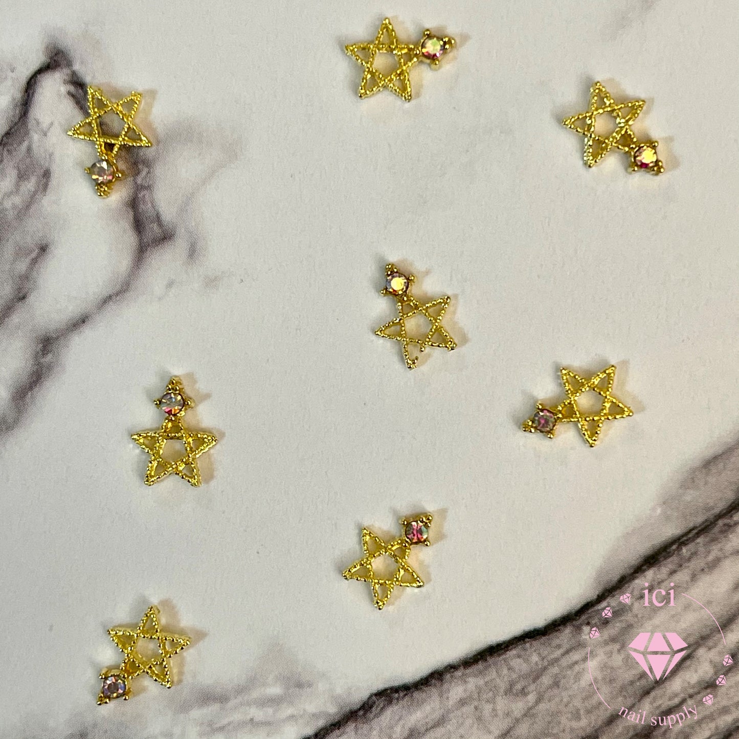 Gold Star with AB Crystal Stone