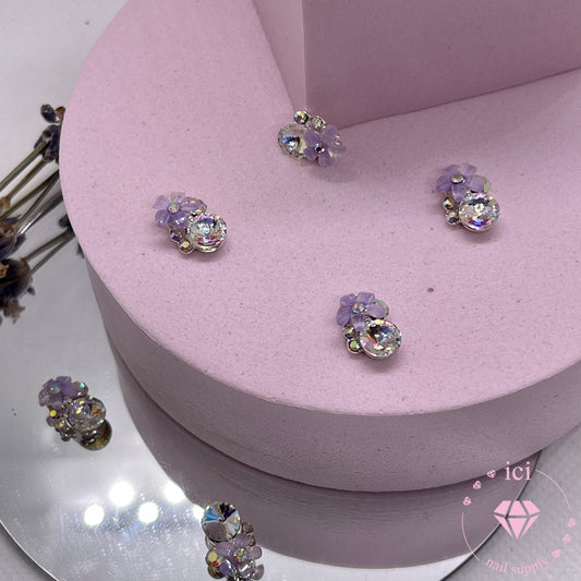Purple Flower with Stone Cluster