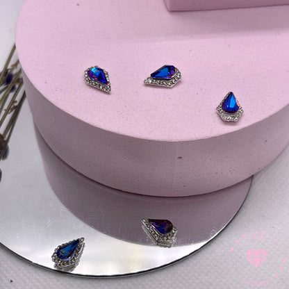 AB Blue Rhinestone Hexagon Teardrop