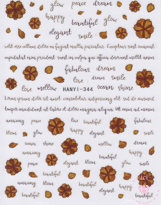 Brown Flowers and Cursive