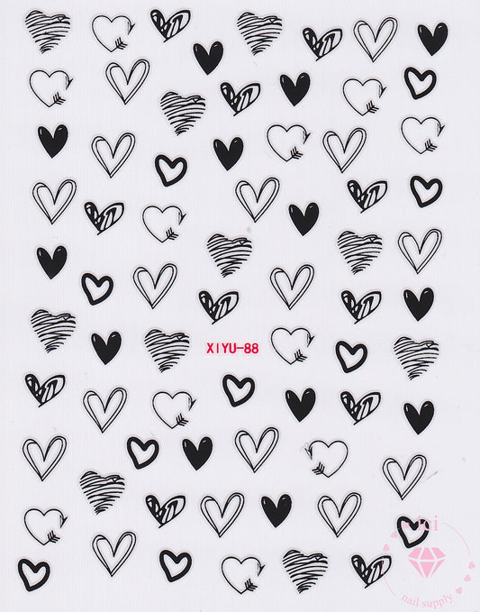 Assorted Black and White Hearts