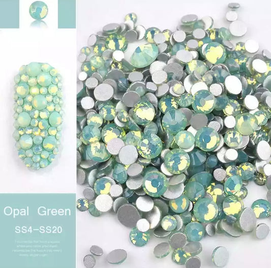 Flatback Rhinestone Mix - Opal Green